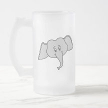 Grey Elephant Face. Cartoon. Mugs