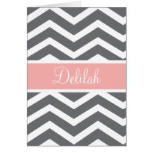 Grey Gray Peach Chevron Custom Name Cards