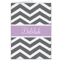 Grey Gray Purple Chevron Custom Name Card