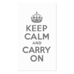 Grey Keep Calm and Carry On Business Cards