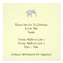Grey Laughing Elephant. Cartoon. Custom Invites