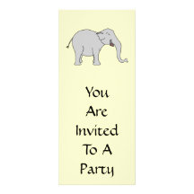 Grey Laughing Elephant. Cartoon. Personalised Invite
