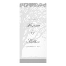 Grey Oak Tree Winter Wedding Program Rack Card Design