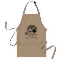 Grey Pirate Skull Distressed Aprons