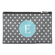 Grey Polka Dot Blue Monogram Travel Accessories Bags
