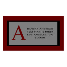 grey red monogram business card templates