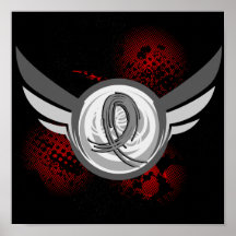 Grey Ribbon And Wings Parkinson's Disease Print