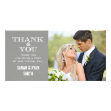 Grey Snowflake Wedding Photo Thank You Cards Personalised Photo Card