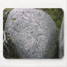Grey Stone With Moss and Lichens on Grassy Landsca Mouse Mat