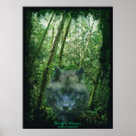 Grey Wolf Spirit in Forest Eco Fantasy Art Poster