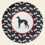 Greyhound Silhouette Black and White Dog Bone plates