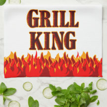 Grill King Red Flames Kitchen Towel