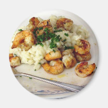 Grilled Shrimp With Lemon Chive Rosotto Fridge Magnets