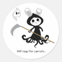 Grim Bunny Round Stickers