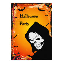 Grim Reaper & Bats Halloween Party Custom Announcement