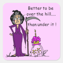 Grim Reaper Birthday Humour Square Stickers