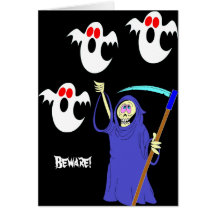 Grim Reaper & Ghosts Halloween Greeting Cards