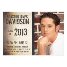 Gritty Grunge Grafitti Style Photo Grad Personalized Invitations