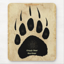 Grizzly Bear Paw Print Wildlife Supporter Mousepad