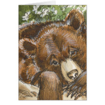 Grizzly Bear Resting Greeting Cards