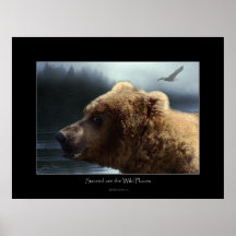 GRIZZLY BEAR Wilderness Art Poster