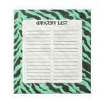 Grocery List Aqua Black Zebra Stripe Print Art Note Pads