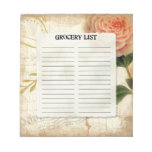Grocery Pad List Vintage Botanical Pink Camellia Note Pads
