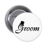 Groom (Blk Top Hat) Pinback Button