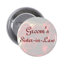 "Groom's Sister-in-Law" - Red Rose Bouquet (1) Pin