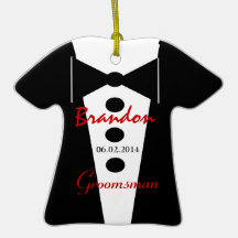 Groomsman Wedding Favour Custom Name Tux Christmas Ornaments