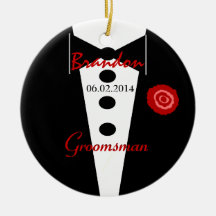 Groomsman Wedding Favour Custom Name Tux Christmas Tree Ornaments