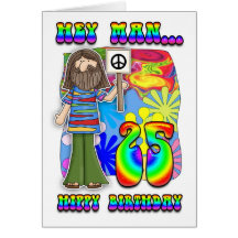 Groovy 25th Birthday - Hippy Birthday Cards