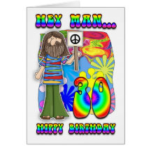 Groovy 30th Birthday - Hippy Birthday Card