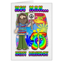 Groovy 45th Birthday - Hippy Birthday Greeting Cards