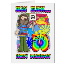 Groovy 50th Birthday - Hippy Birthday Card