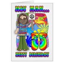 Groovy 55th Birthday - Hippy Birthday Greeting Card