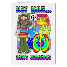 Groovy 60th Birthday - Hippy Birthday Greeting Cards