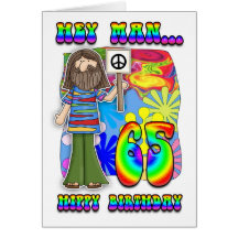 Groovy 65th Birthday - Hippy Birthday Greeting Card