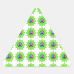 Groovy Lime Green Peace Flowers Sticker