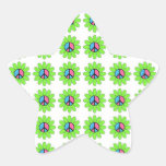 Groovy Lime Green Peace Flowers Stickers