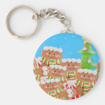 group of gingerbread men with christmas trees keychains