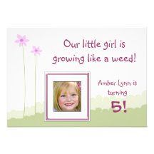 Growing Like A Weed Little Girl Birthday Card Custom Invite