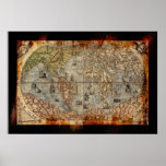 Grunge Aged Old World Map Authentic Art Poster