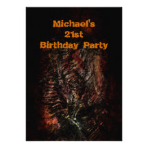 Grunge Black 21st Birthday Mans 015 Custom Invitations