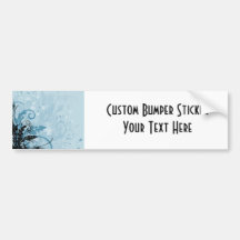 Grunge Floral Design - Light Blue Bumper Stickers