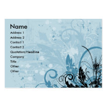 Grunge Floral Design - Light Blue Business Card Template
