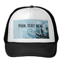 Grunge Floral Design - Light Blue Hats