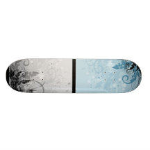 Grunge Floral Design - Light Blue Skate Board Deck