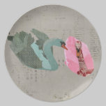Grunge Olive & Blush Swans Plate plates