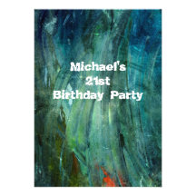 Grunge Paint Smudge 21st Birthday Mans 014 Personalised Invitation